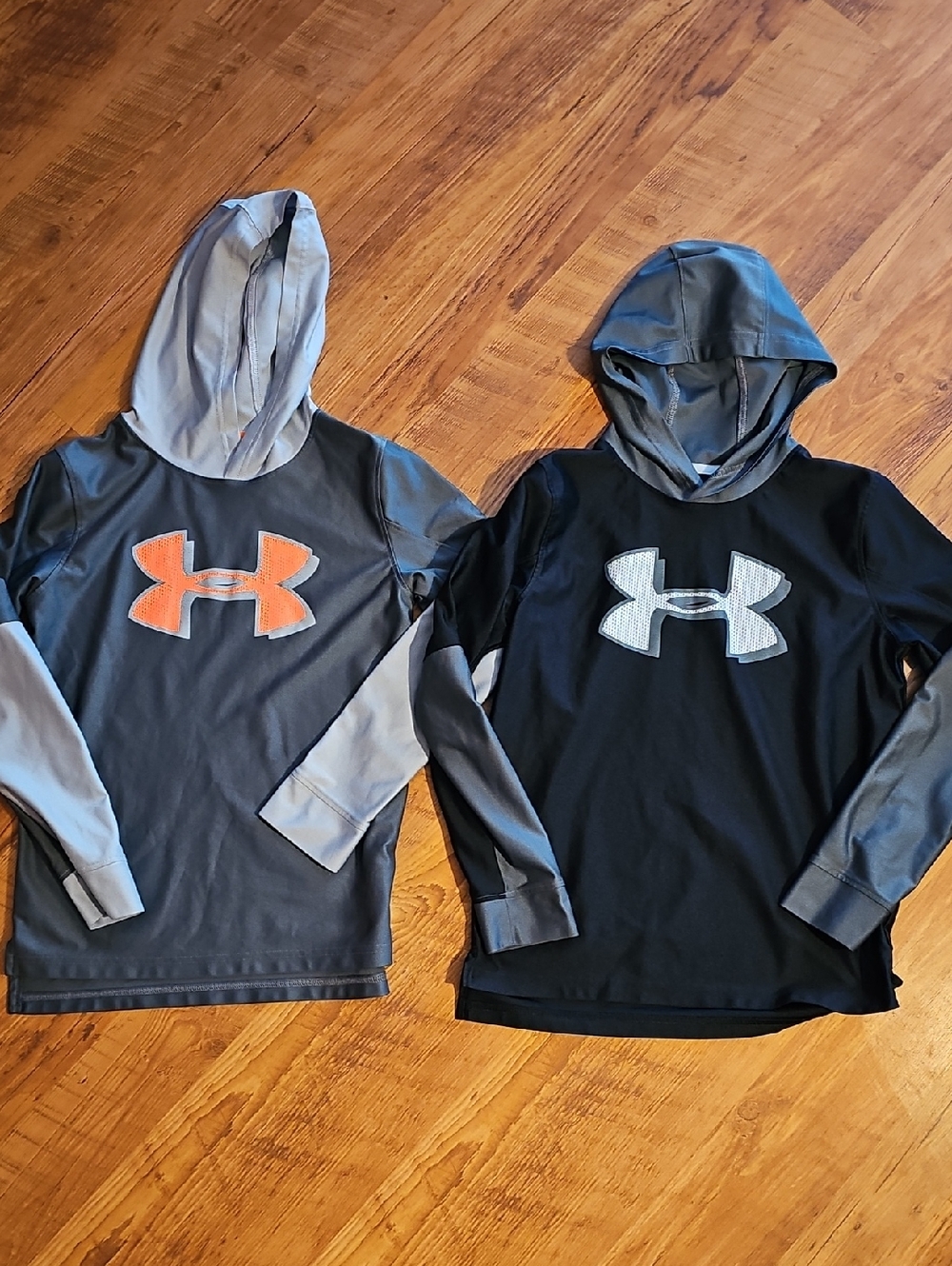 Under Armour Kids' Dual Hoodie Tops - Black, Gray & Orange Logos